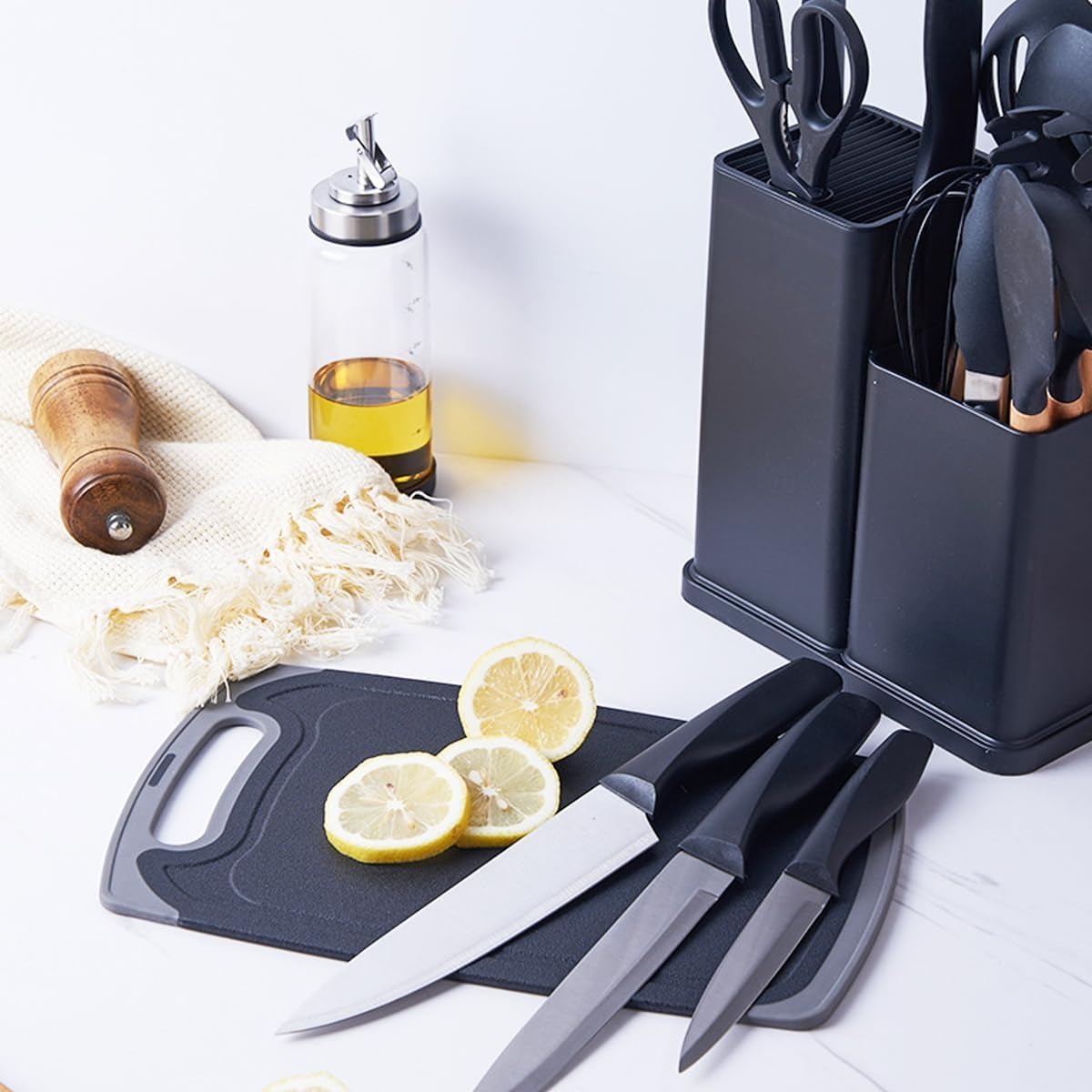 19-Piece Kitchen Utensil & Knife Block Set