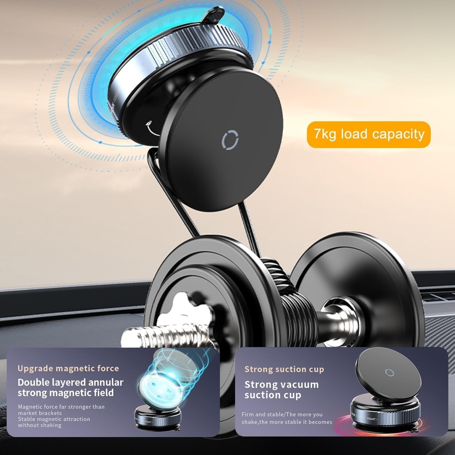 Magnetic Vaccum Car Phone Holder
